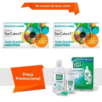 Combo Soflens Starcolors II Com Grau com Opti Free