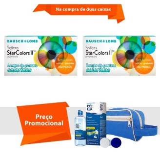Combo Soflens Starcolors II Com Grau com Kit Renu Fresh