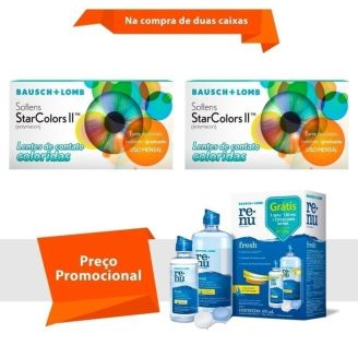 Combo Soflens Starcolors II Com Grau com Renu Fresh