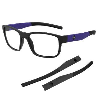 Óculos de Grau HB Polytech 0513-0813-54 Retangular e Acetato MATTE BLACK + HASTE MATTE ROYAL BLUE DEMO